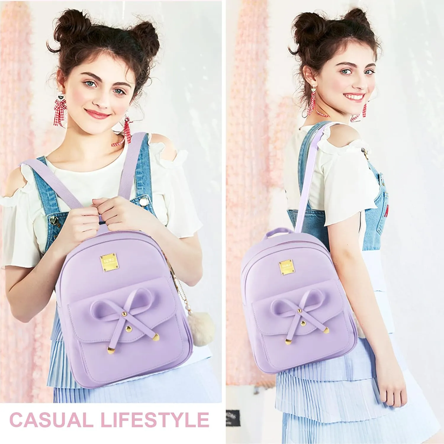 Aogist Mini Leather Backpack Purse 3-Pieces Fashion Bowknot Zipper Bags Cute Casual Travel Daypacks for and Women