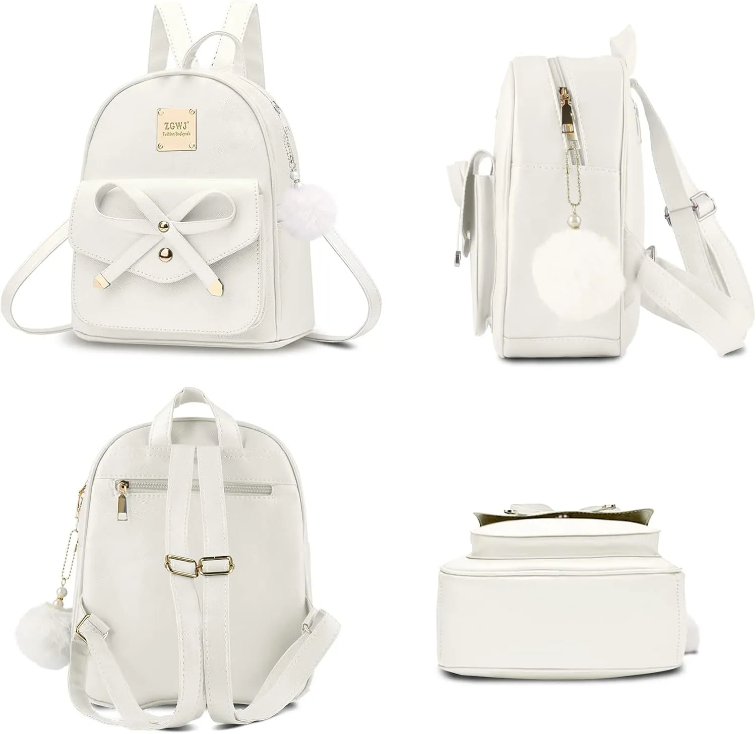 Aogist Mini Leather Backpack Purse 3-Pieces Fashion Bowknot Zipper Bags Cute Casual Travel Daypacks for and Women
