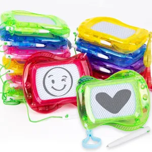 ArtCreativity Mini Magnetic Drawing Boards - Set of 12 Mini Doodle Boards - Kids Erasable Magnetic Drawing Boards with Zip Tie Keychain Boost Creativity, Fine Motor Skills - Keychain Party Favors