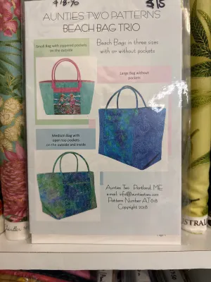Aunties Two Patterns- Beach Bag Trio