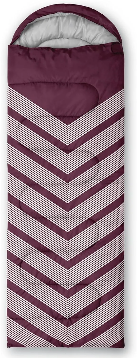 Axolotl Black and Grey Sleeping Bag for Adults,Stripe Camping Bag,3 Season Warm Cool Weather Backpacking Bag,Waterproof Portable Sleeping Bag with Compression Sack for Camping Hiking Outdoor Travel