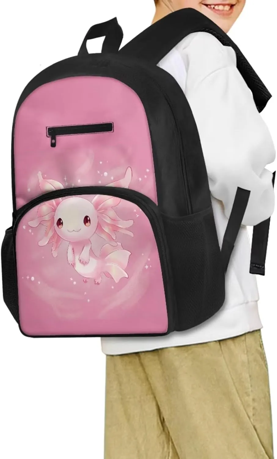 Axolotl Kids Backpack and Lunch Box Set Boys Girls 3-5 Preschool Kindergarten Supplies Essentials Aesthetic Bookbags Teen Girls School Backpack To Store Pens,Crayon Box,Snacks,and Toys