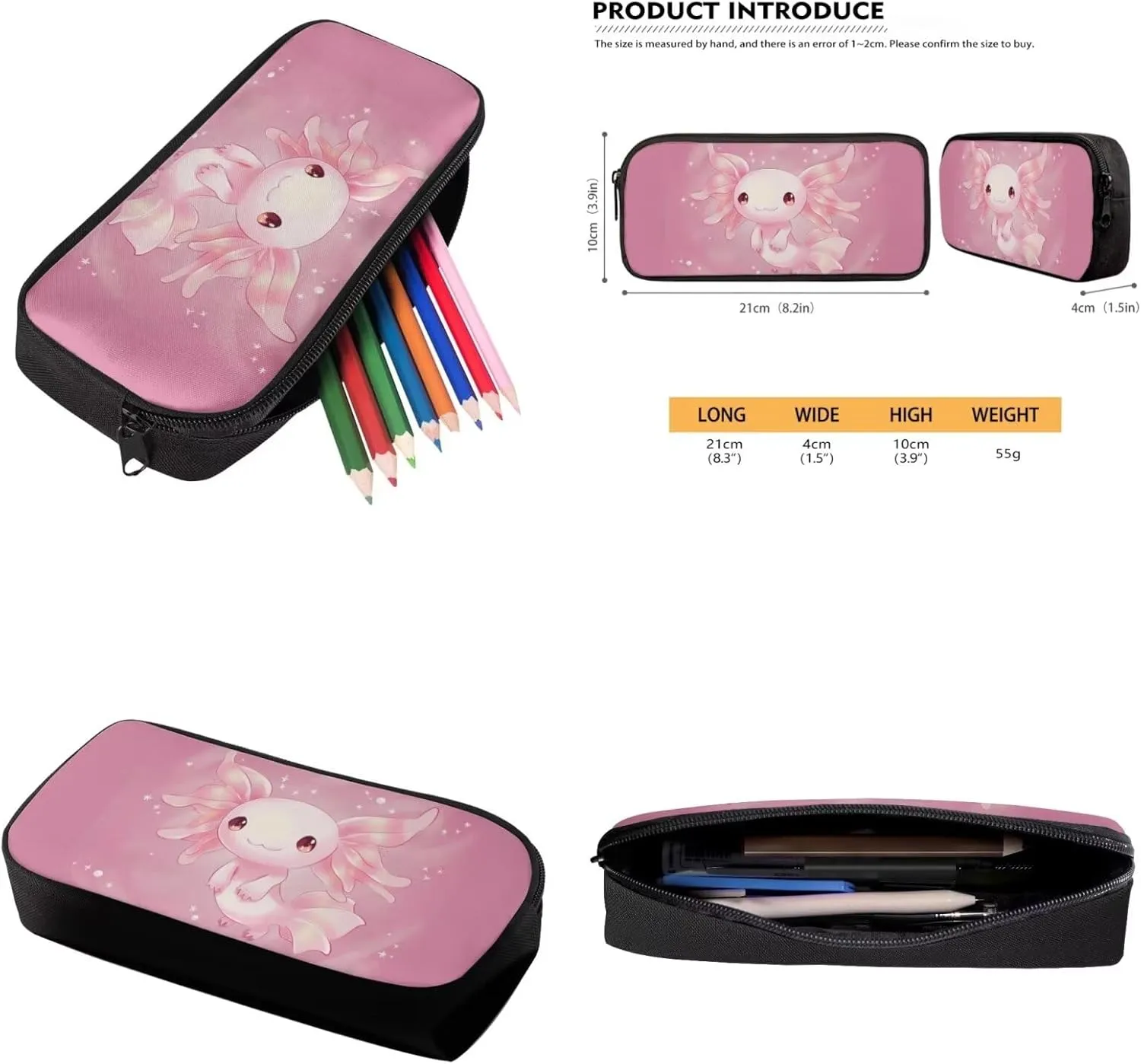 Axolotl Kids Backpack and Lunch Box Set Boys Girls 3-5 Preschool Kindergarten Supplies Essentials Aesthetic Bookbags Teen Girls School Backpack To Store Pens,Crayon Box,Snacks,and Toys