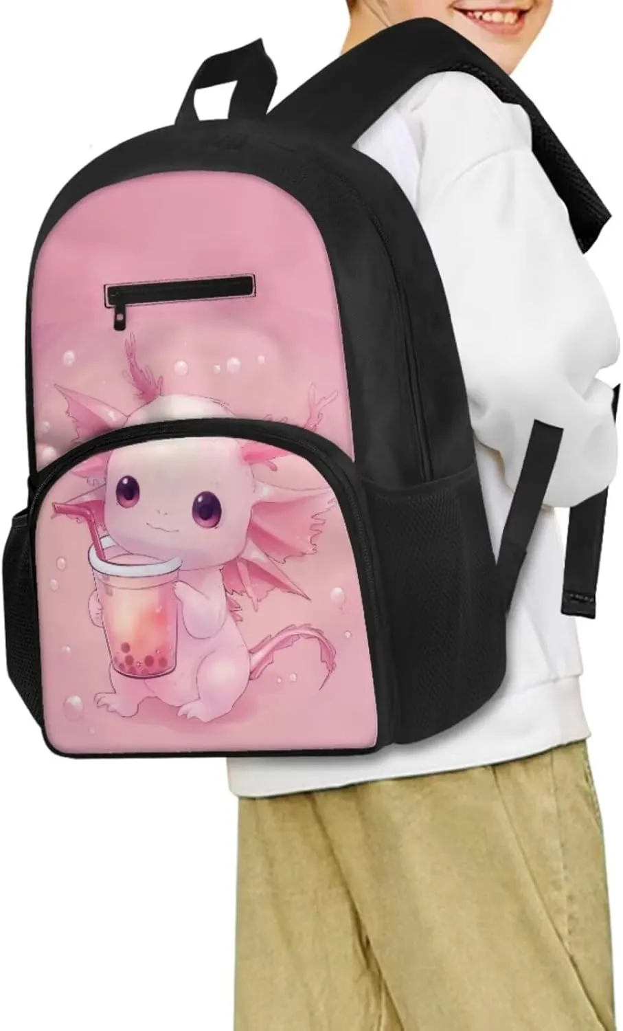 Axolotl Preschool Backpack for Girls With Lunch Box Supplies Essentials Aesthetic Bookbag School Bag for Girls 3-5 Sweet Gift for Various Occassions Like Easter,Christmas,Thanksgiving