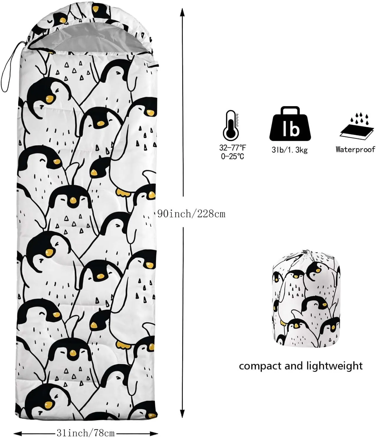 Axolotl Sleeping Bag for Kids Boys Adults,Cartoon Duck Sleeping Bag,Yellow Sleeping Bag,3 Season Warm and Cool Weather Camping Bag for Picnic Camping Outdoor Travelling Hunting Backpacking Hiking Bag