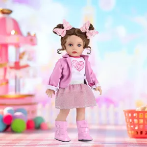 BABESIDE American 16 Inch Doll, Fashionable Girl with Sequined Skirt, Boots, Soft Hair & Delicate Features, Accessories Kit for 3  Year Old Girls, Ideal Gift for Role Play