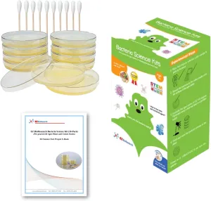 Bacteria Science Kit (IV) (Gift Pack): Prepoured LB-Agar Plates and Cotton Swabs. Exclusive Free Science Fair Project E-Book Packed with Award Winning Experiments. (IV Gift Pack)