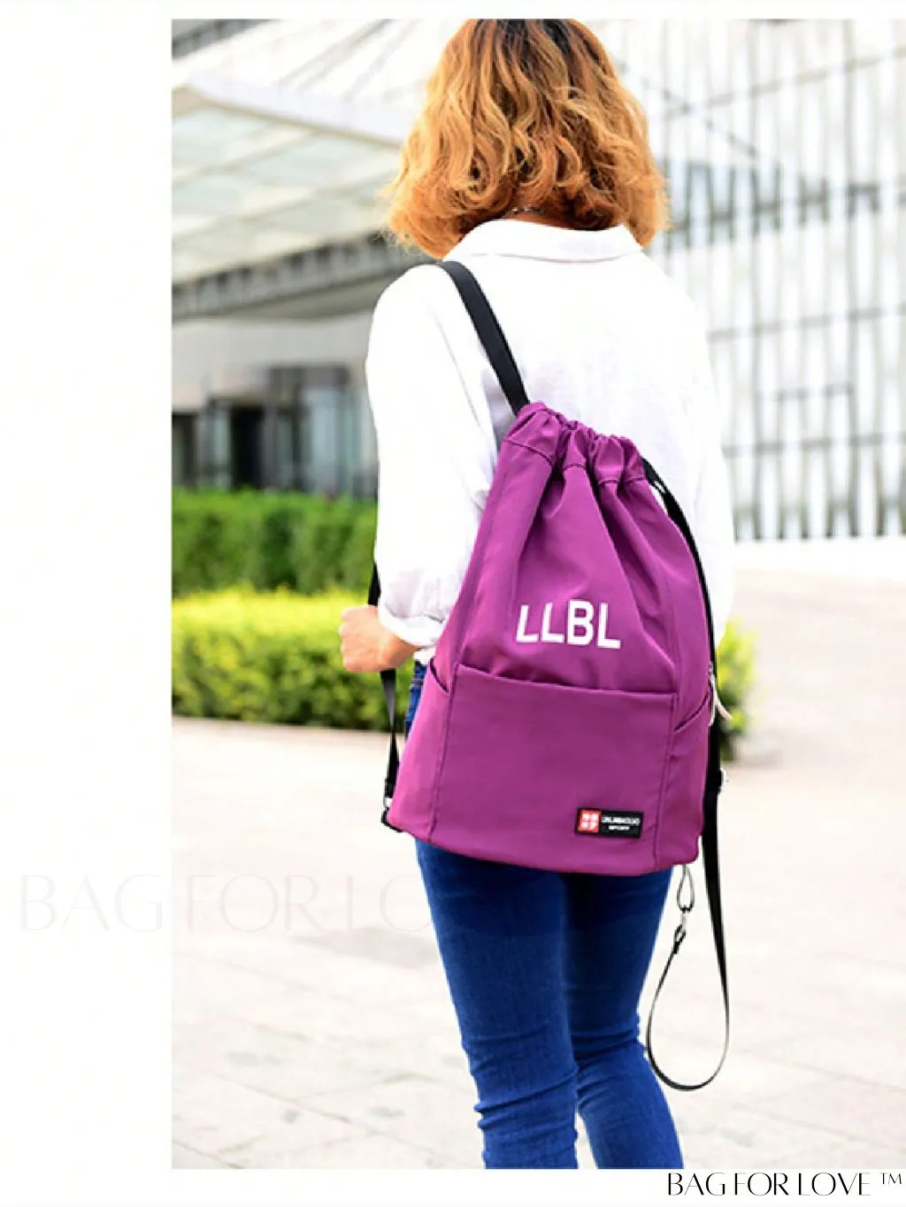 BagForLove - Adjustable Strap Letter Print Drawstring Backpack - Ideal for School and Daily Use