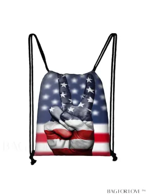BagForLove - Outdoor Shopping Bag with Independence Day Pattern in Drawstring Portable Design
