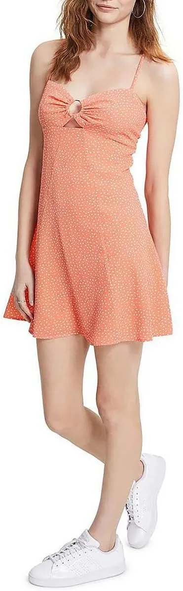 Bar III Womens Polka Dot Cut-Out Mini Dress