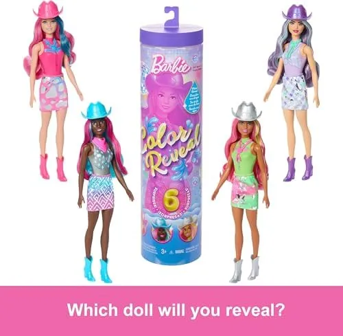 Barbie Color Reveal Fashion Doll & Accessories with 6 Surprises, Disco Star Series with Metallic Shine & Color-Change Bodice (Styles May Vary)