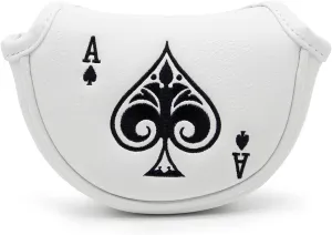 Barudan Golf Putter Cover Half Mallet Putter Headcover Magnetic Club Protector for Odyssey,Scotty Cameron,Taylormade,Cleveland,etc - Mid Mallet Putter Headcover (White Base  Ace)