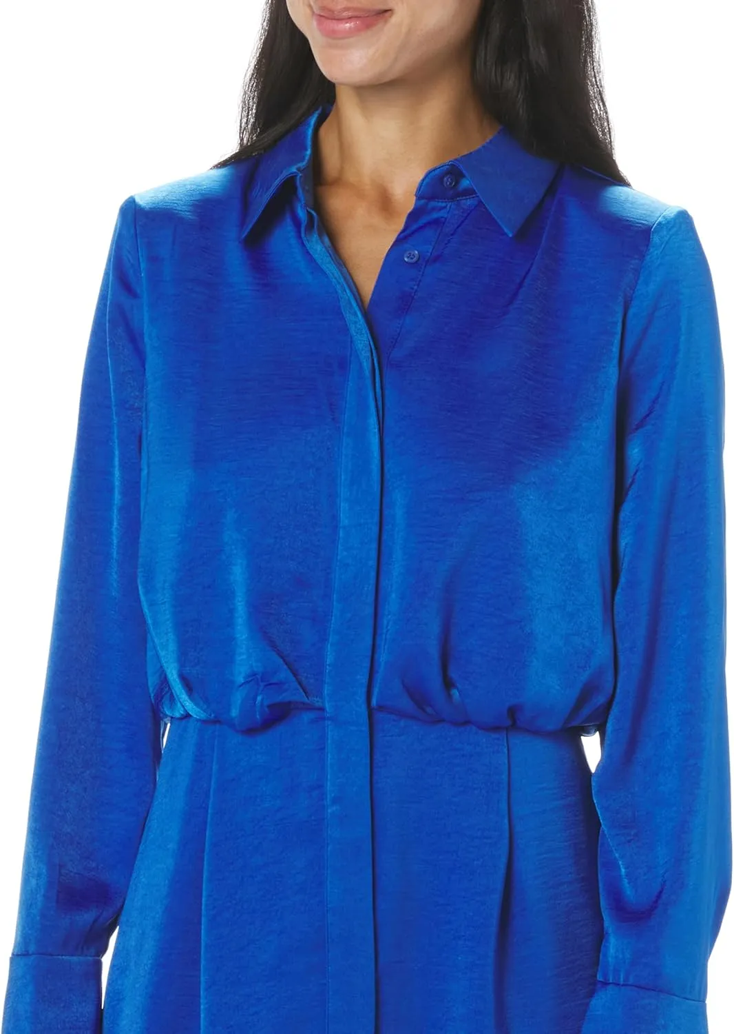 BCBGeneration Women's Long Sleeve Collar Neck Mini Shirt Dress