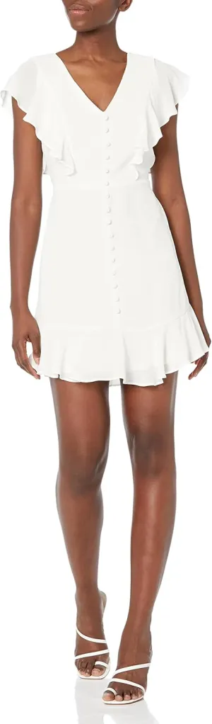 BCBGMAXAZRIA Women's Fit and Flare Flutter Tie Back Cut Out Mini Cocktail Dress