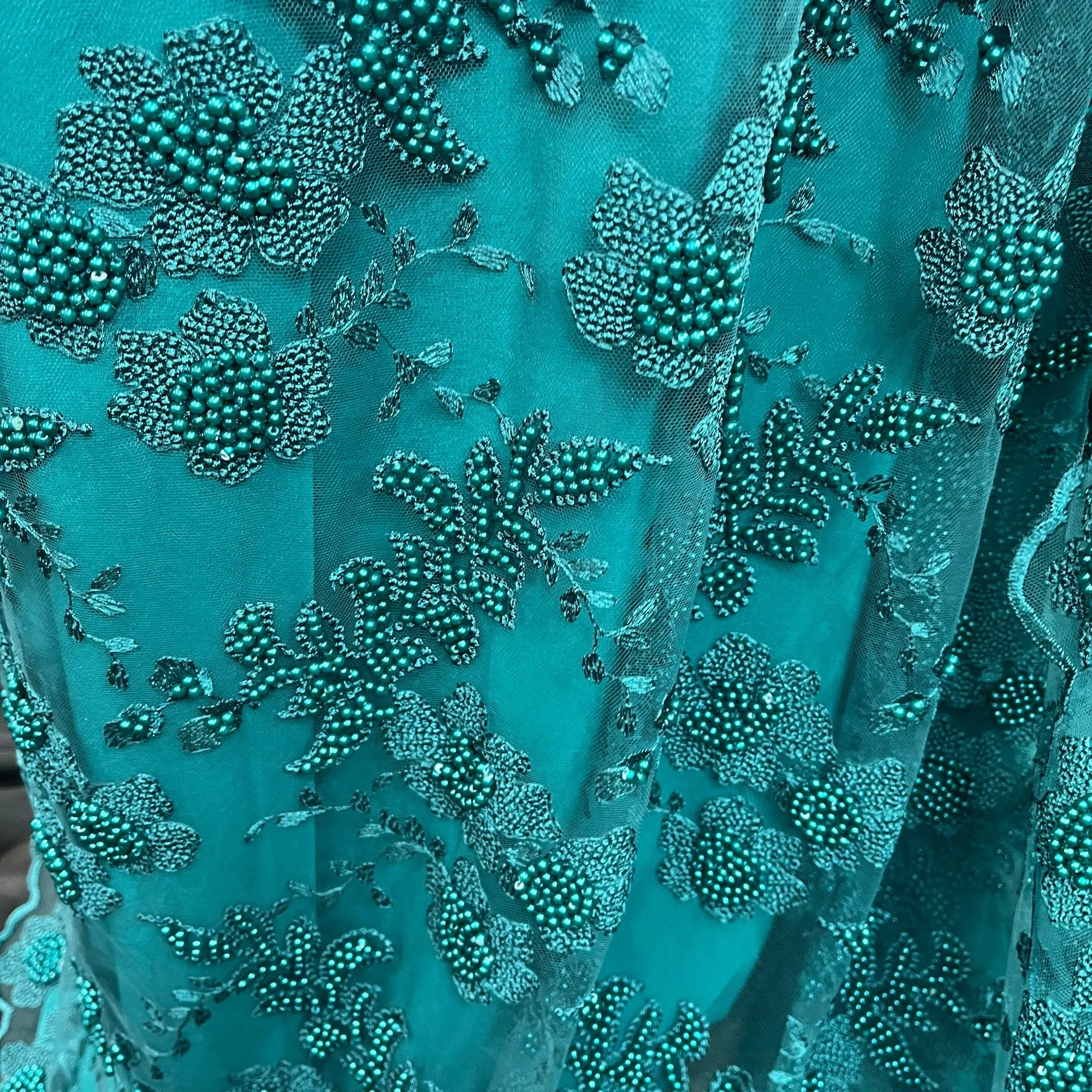 Beaded Lace Fabric Embroidered on 100% Polyester Net Mesh | Lace USA - GD-366