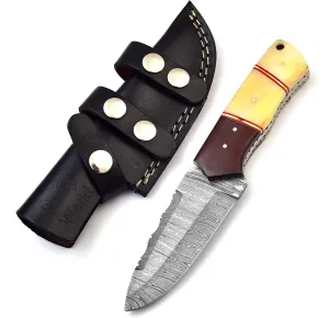 Beautiful Damascus Knife Made of Remarkable Damascus Steel and Exotic Handle -Best Hunting Knife with Sheath TJ102