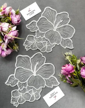 Beautiful Handwork Patches White Pack Of 2 Pcs L-13 W-11 190724 H