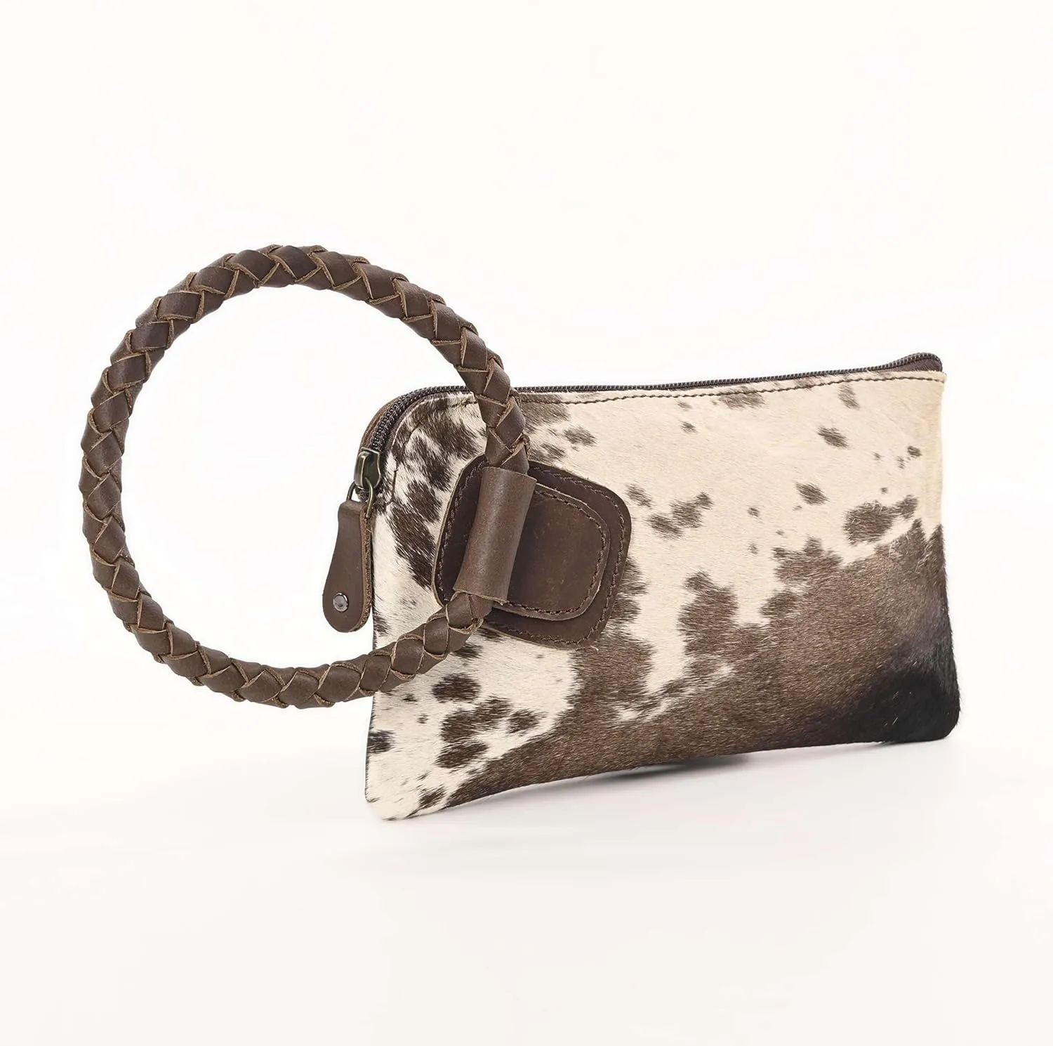 Beauty Clutch - Elegant Handcrafted Cowhide Hairon and Leather Clutch with Comfortable Handles