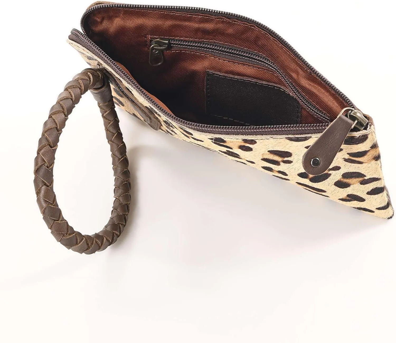 Beauty Clutch - Elegant Handcrafted Cowhide Hairon and Leather Clutch with Comfortable Handles