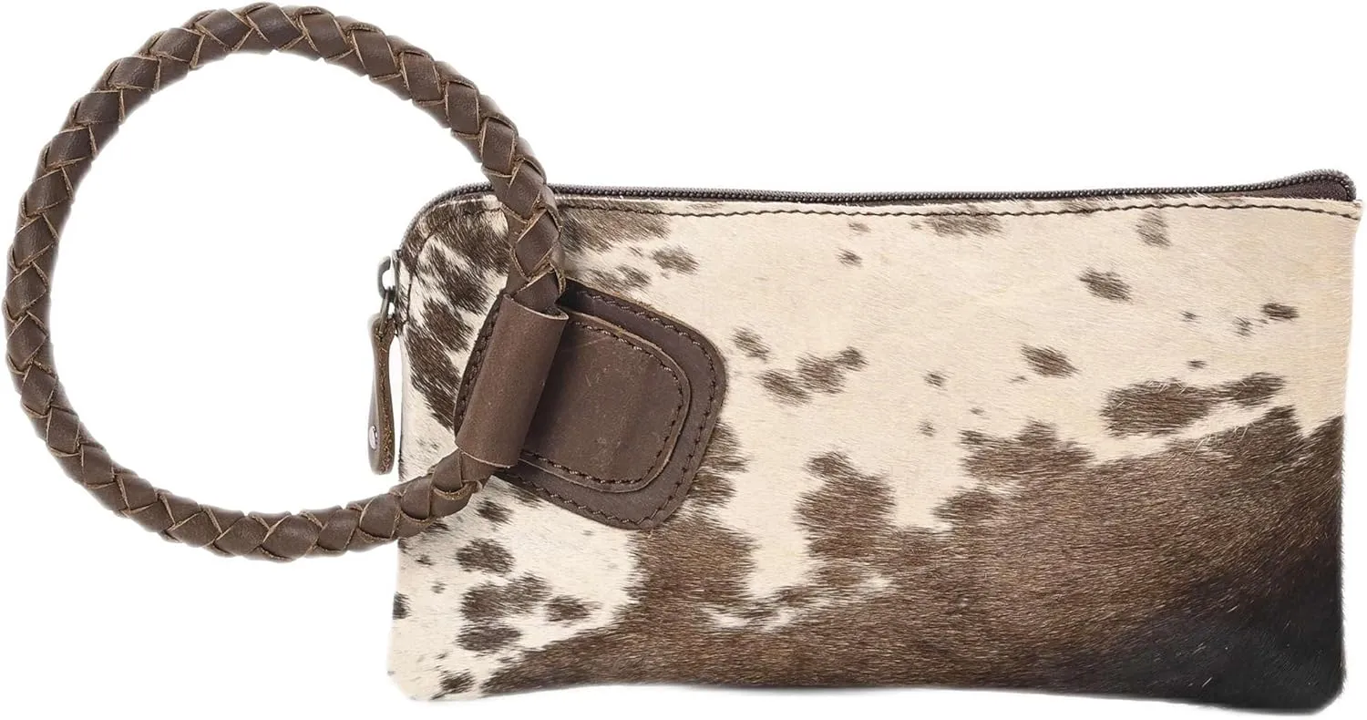Beauty Clutch - Elegant Handcrafted Cowhide Hairon and Leather Clutch with Comfortable Handles