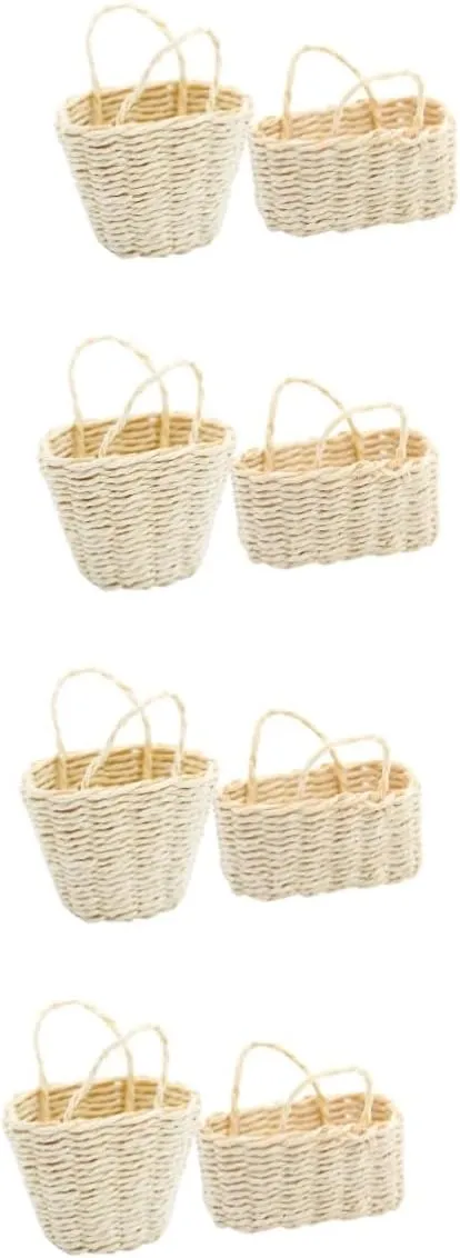 BESPORTBLE 4sets Dollhouse Miniatures Furniture Miniature Basket for Boys and Girls Craftsmanship Design Boys and Girls Toy Mini House Supplies 2pcs*4