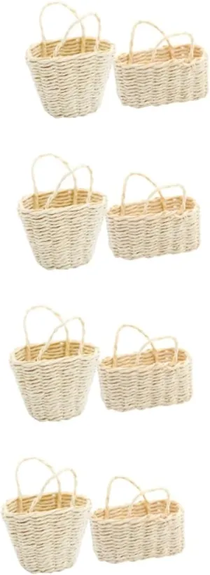 BESPORTBLE 4sets Dollhouse Miniatures Furniture Miniature Basket for Boys and Girls Craftsmanship Design Boys and Girls Toy Mini House Supplies 2pcs*4
