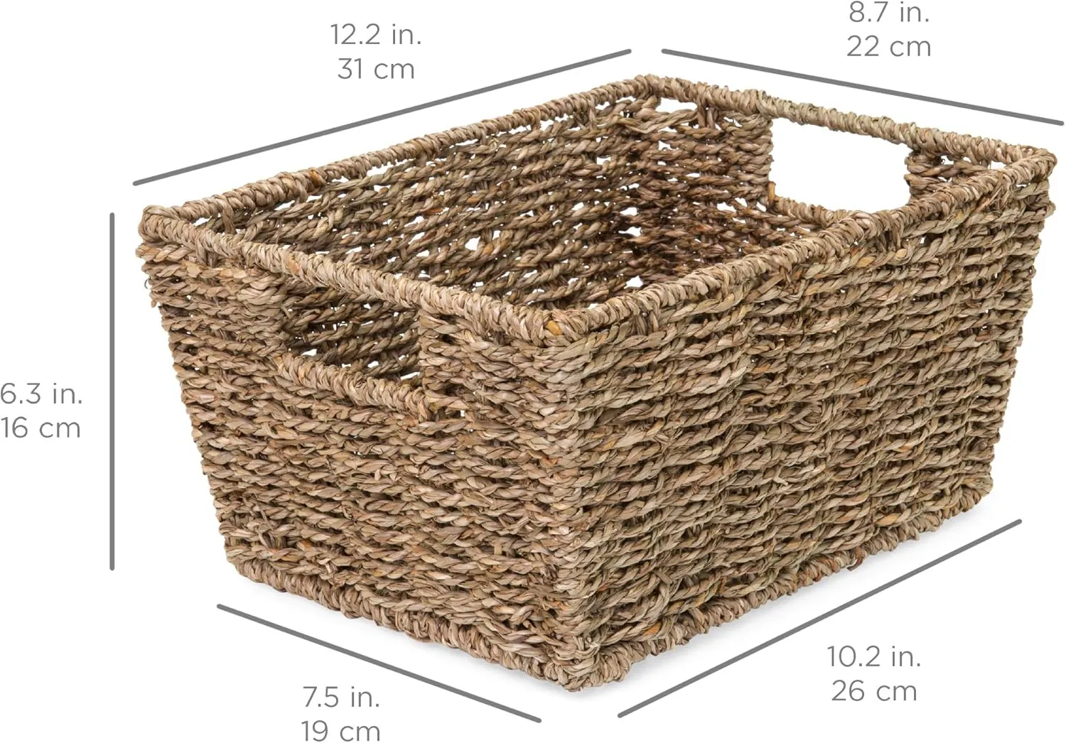 Best Choice Products Rustic Set Of 4 Multipurpose Stackable Seagrass Storage Basket, Handwoven Laundry Organizer Totes for Bedroom and Living Room, Shelves, Pantry w/Insert Handles - Natural