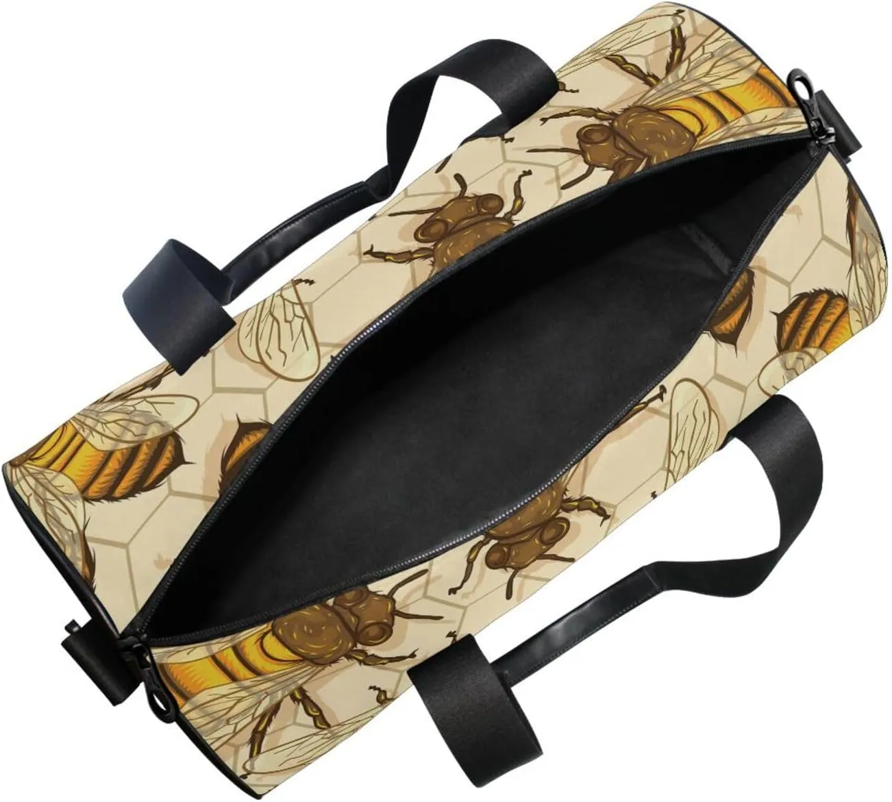 Big Honey Bees in a Honeycomb Humble Bee Seamless Portable Gym Bag, Travel Bag, Luggage bag, Sports Bag, Toiletry Bag with Handles, Detachable Shoulder Strap 17.6 x 9 x 9 inch