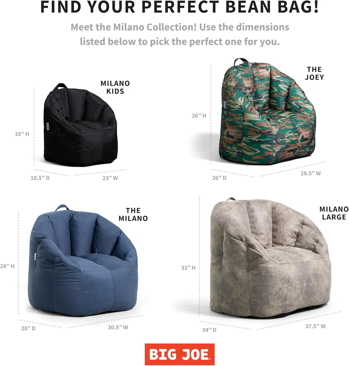 Big Joe Milano Beanbag Chair with Vibe Black Montana Leather