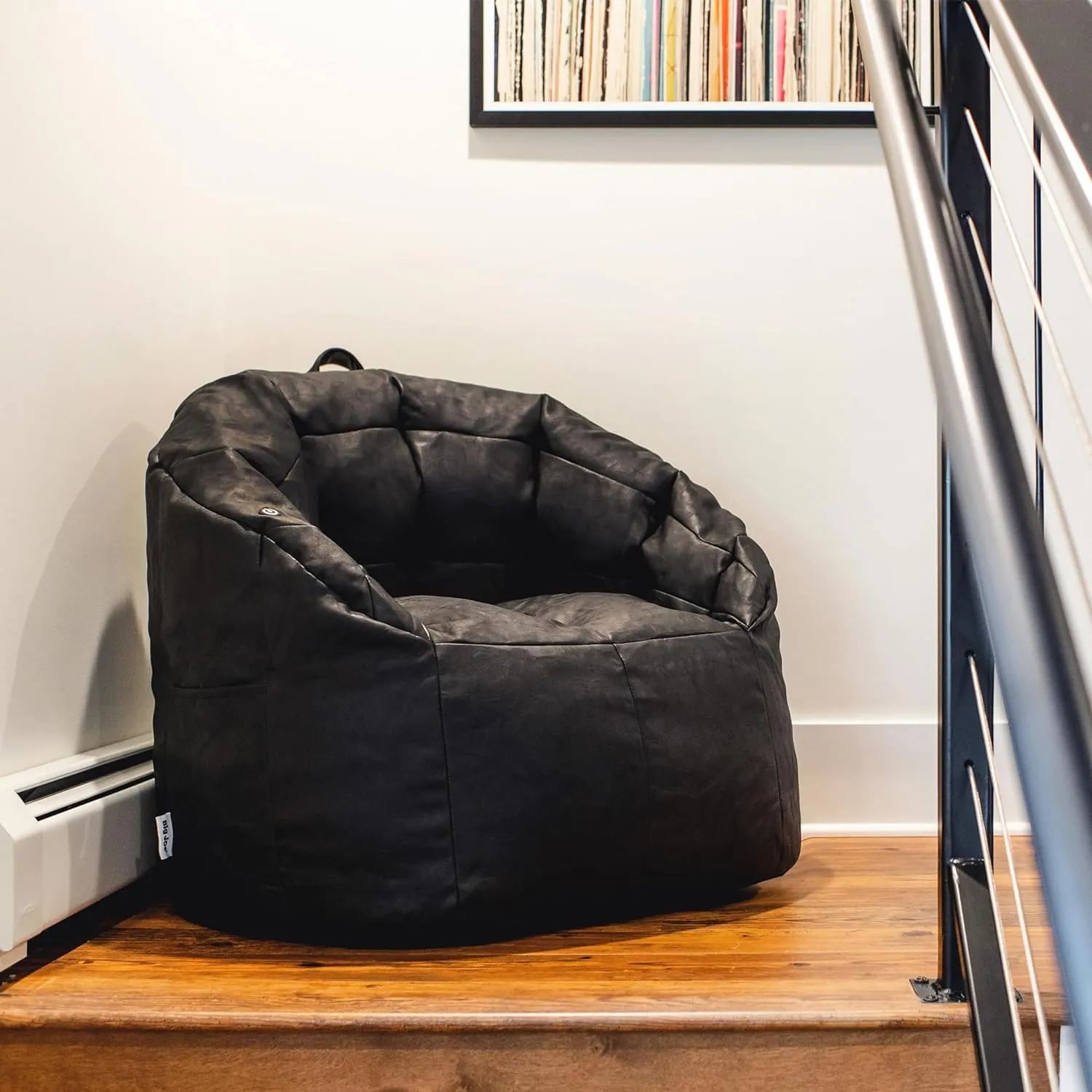 Big Joe Milano Beanbag Chair with Vibe Black Montana Leather