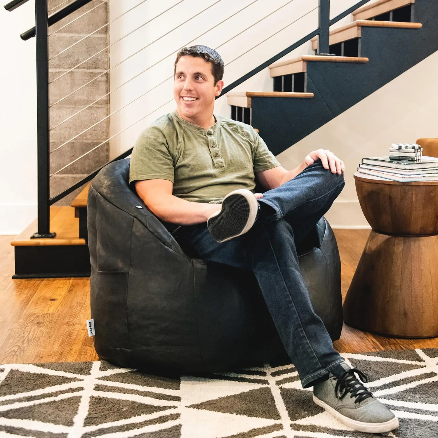 Big Joe Milano Beanbag Chair with Vibe Black Montana Leather