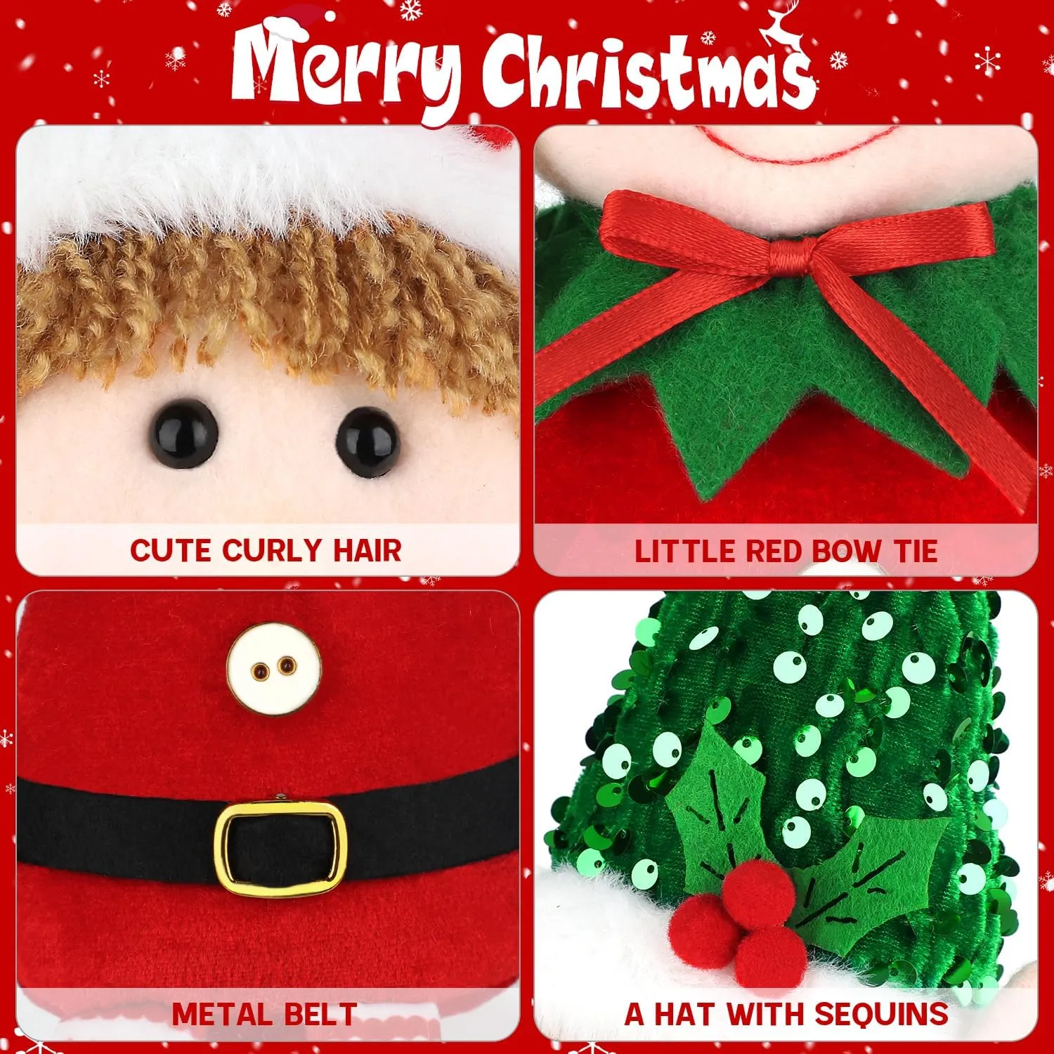 BINSUNS 2 Pack Christmas Gnomes Decoration - Handmade Xmas Swedish Tomte Plush Scandinavian Ornaments Figurine Gnomes Gifts Window Home & Holiday Decor(Sequin Gnomes)