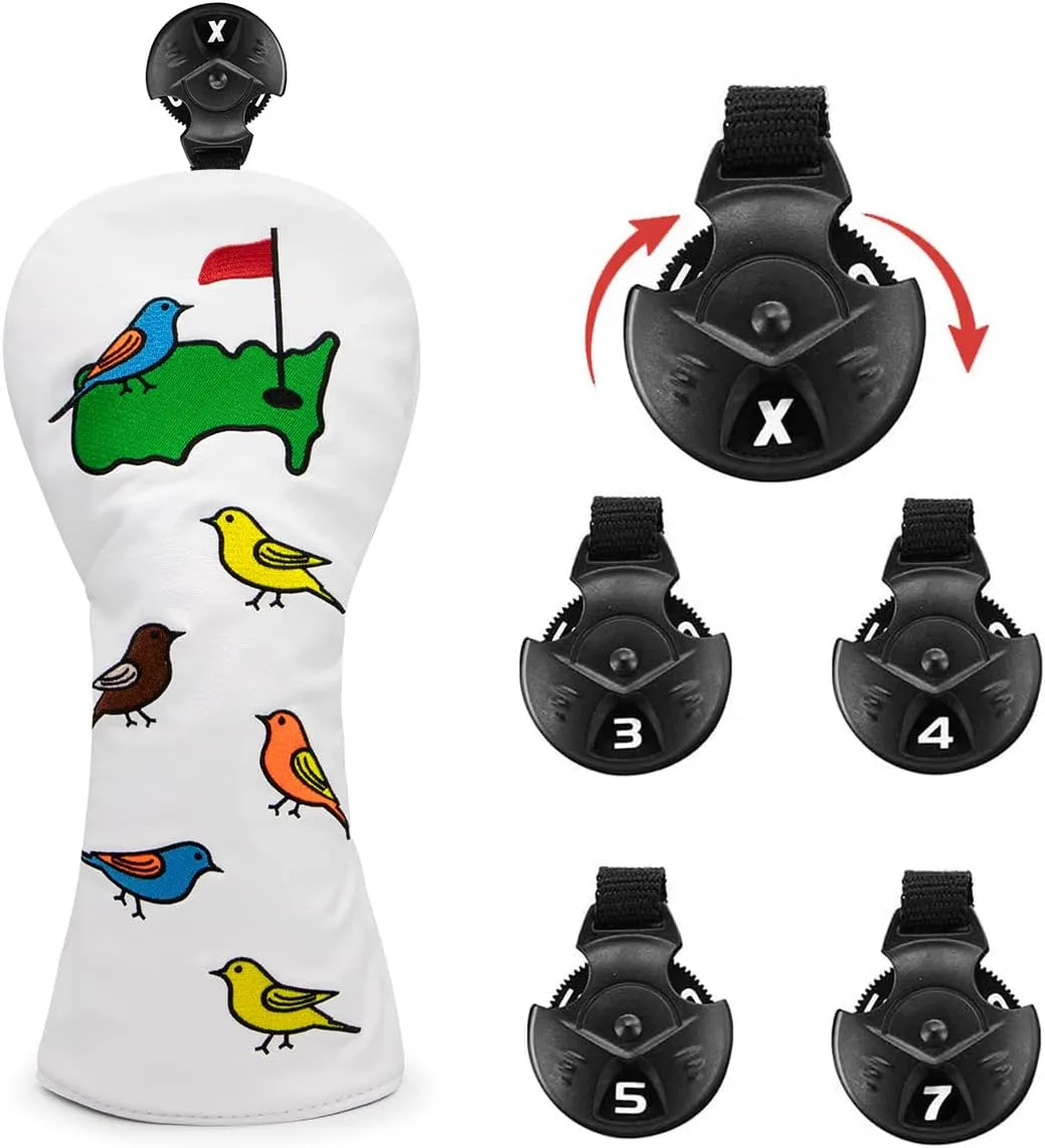 Birdie&Green Golf Club Covers for Driver, Fairway, Hybrids - 4 Options - Golf Driver Headcover/Golf Fairway Wood Head Cover/Hybrid Club Head Cover for Men Golfer