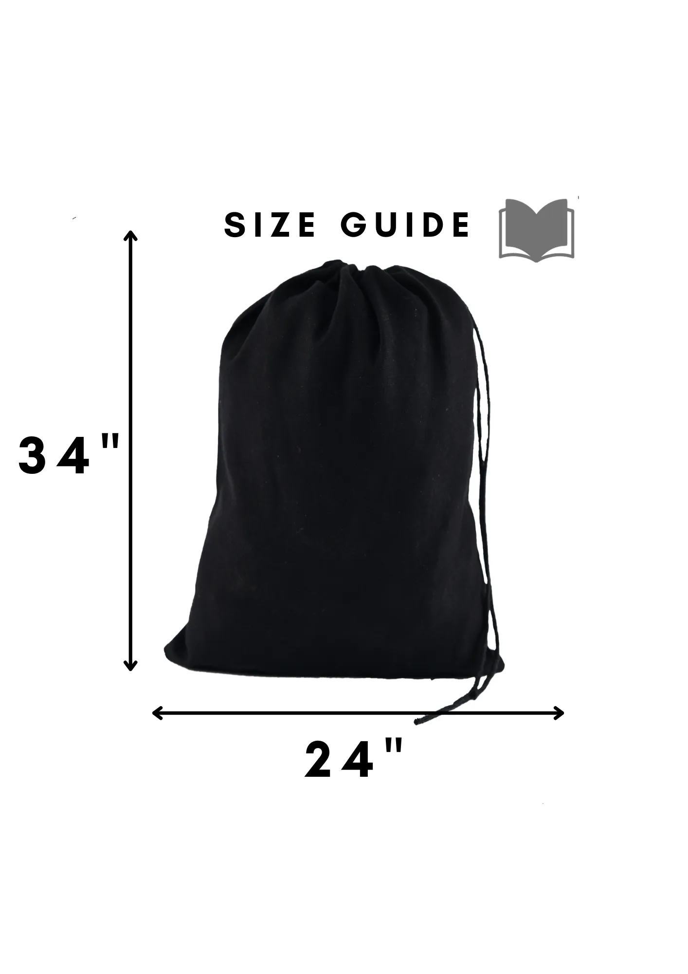Black Cotton Single Drawstring Pouch for everyday use