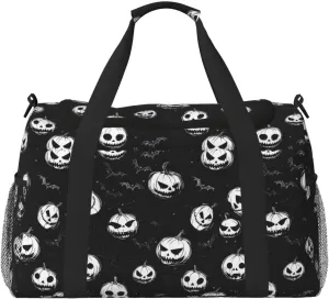 Black Pumpkin Halloween Travel Weekender Overnight Bags Foldable Hand Travel Bag Sport Gym Duffel Bag For Men Women