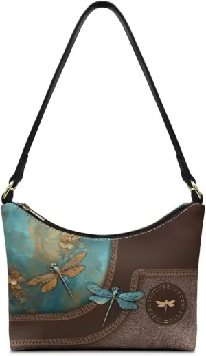 BLeather Underarm Bag for Women Shoulder Handbag with Zipper Fashion Travel Purse