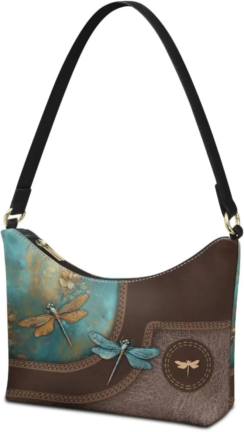 BLeather Underarm Bag for Women Shoulder Handbag with Zipper Fashion Travel Purse