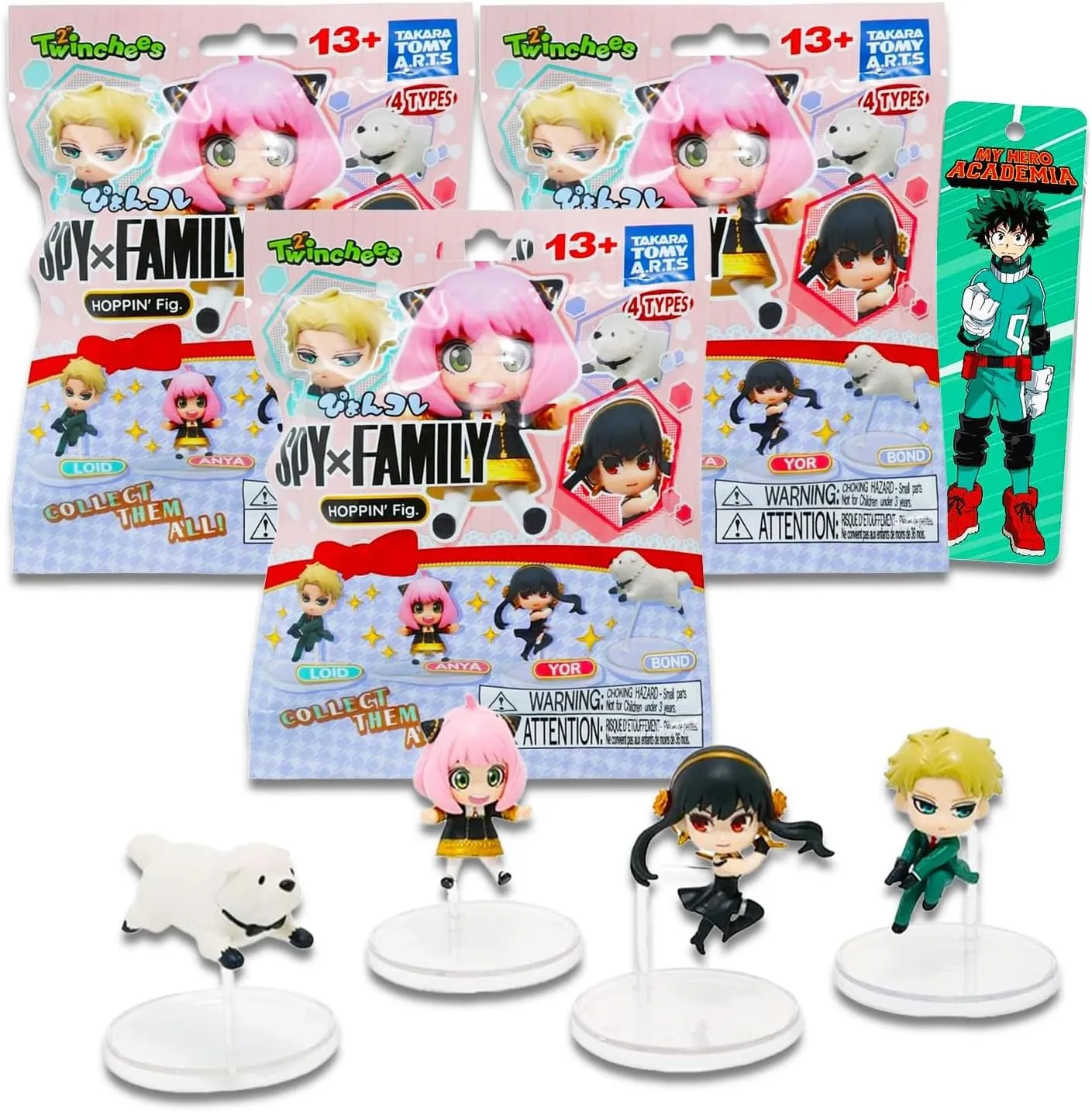 Blind Bags Mini Figure Set - Bundle of 3 Mystery Toys Featuring Anya, Bond, Loid and Yor Plus Stickers | Spy x Family Party Favors