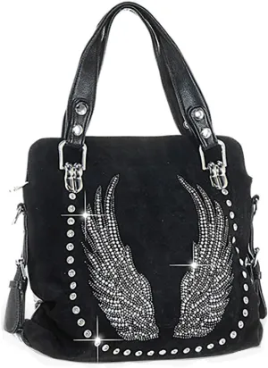 Bling Purse Double Handles Rhinestone Wing Purse