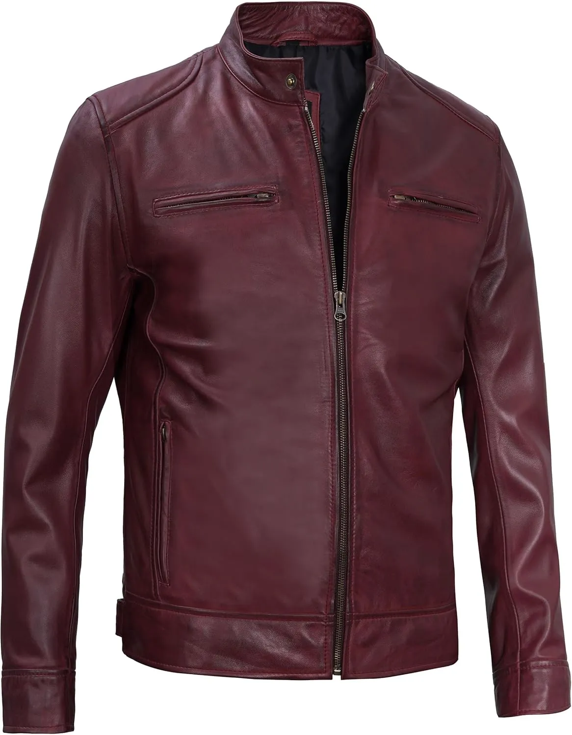 Blingsoul Leather Jackets For Men - Real Lambskin Motorcycle Style Mens Leather Jacket