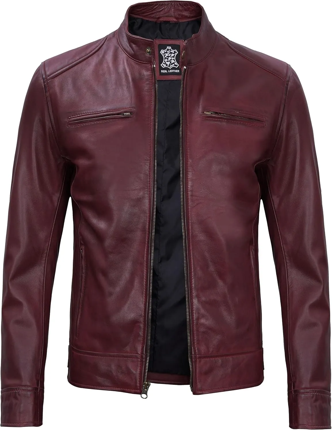 Blingsoul Leather Jackets For Men - Real Lambskin Motorcycle Style Mens Leather Jacket