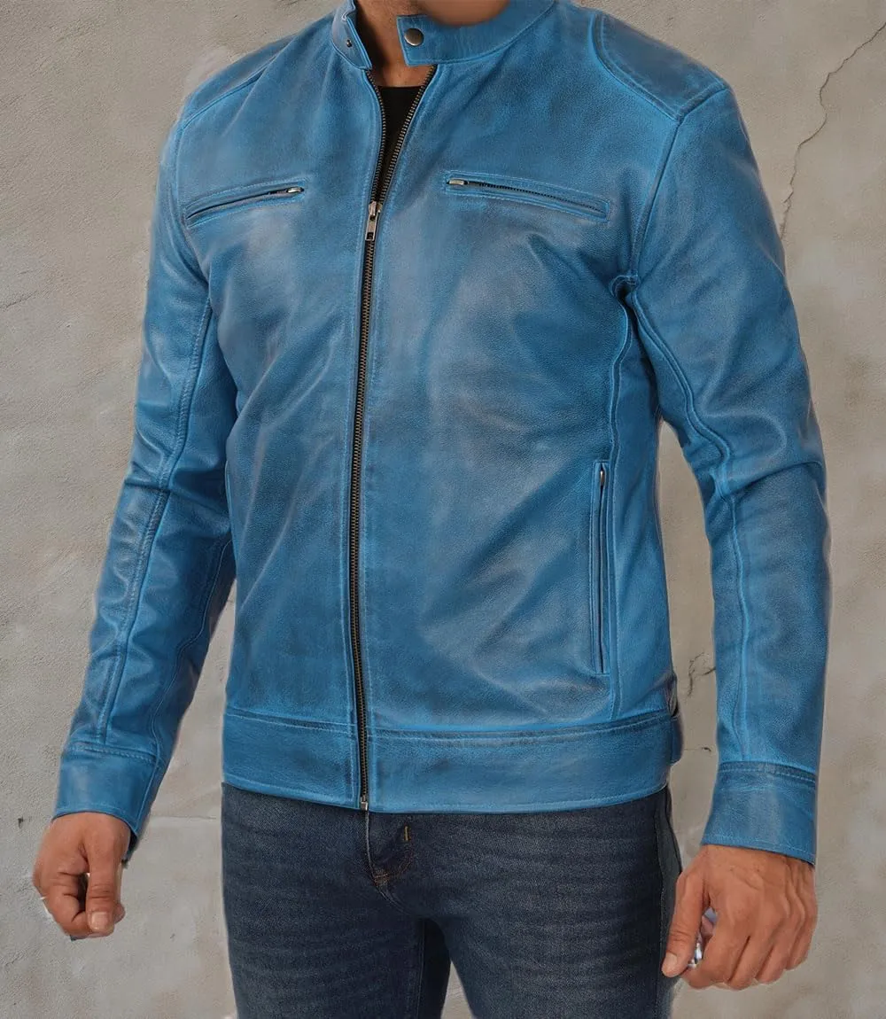 Blingsoul Leather Jackets For Men - Real Lambskin Motorcycle Style Mens Leather Jacket