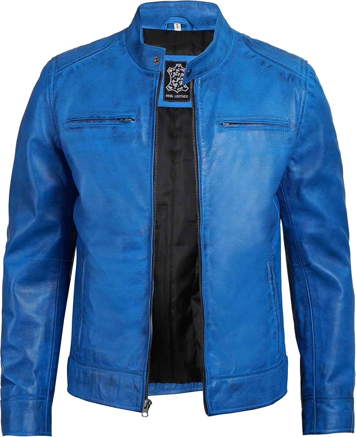 Blingsoul Leather Jackets For Men - Real Lambskin Motorcycle Style Mens Leather Jacket