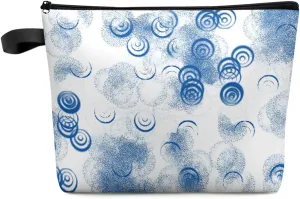 Blue and White Modern Cosmetic Bags for Women, Abstract Art Black Smear Painting Small Makeup Bag for Purse, Waterproof Travel Toiletry Bag Accessories Organizer, 1PCS