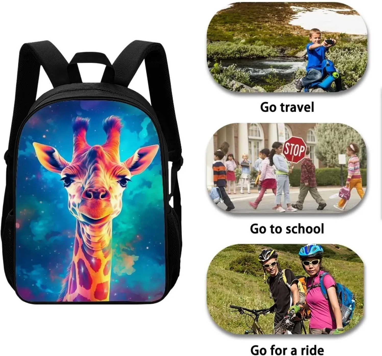 Blue Sky Cool Giraffe Cool Animal Backpack School Backpacks Preschool Book Bag Cute School Bags for Kids Boys Girls Travel Daypack