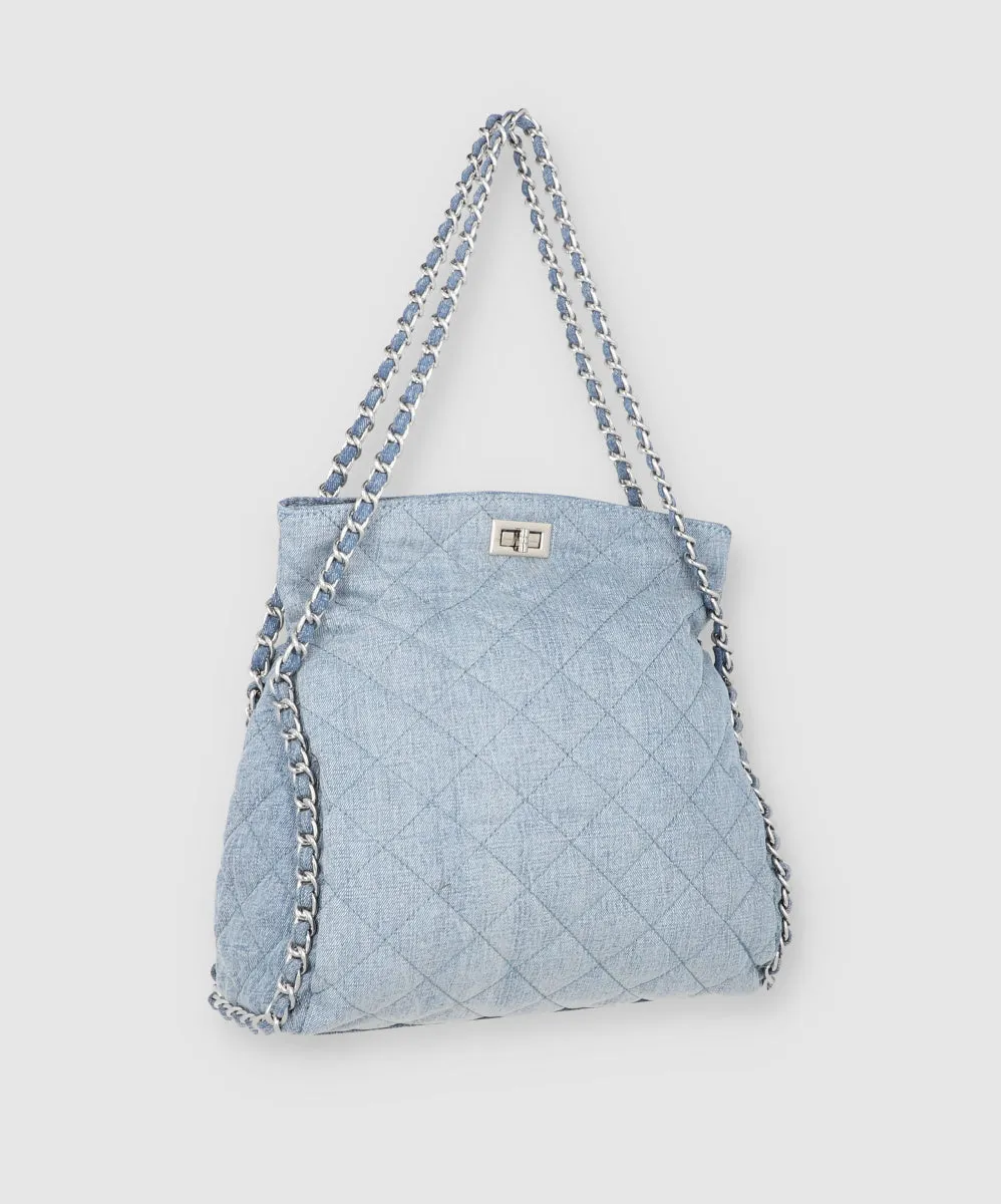Bolsa Denim Capitonada Cadenas