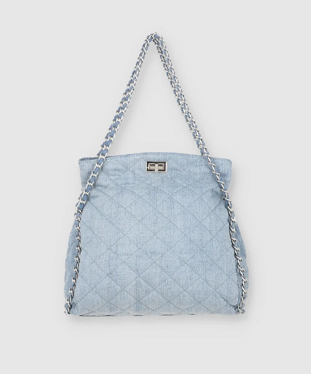 Bolsa Denim Capitonada Cadenas