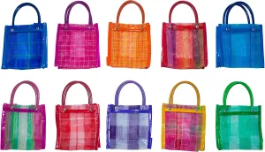 Bolsitas Mexicanas Para Dulces Mini Mercado Bags Tote Para Dulces De Cumpleaños Goodie Bags Morralitos Dulceros Colorful Mesh Party Favor Perfect Size (6 in x 6 in) (10x)