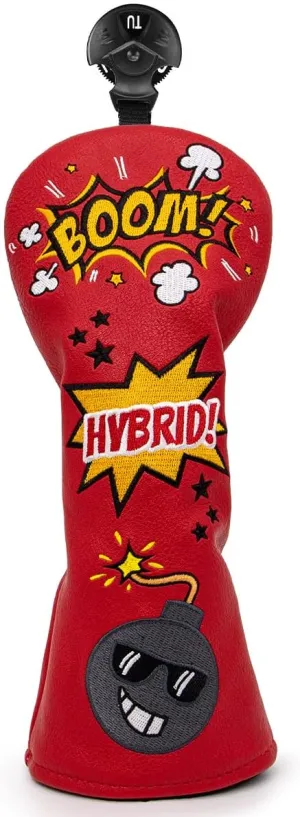 Bomb Golf Club Covers for Driver, Fairway, Hybrids - 4 Options - Golf Driver Headcover/Golf Fairway Wood Head Cover/Hybrid Headcover for Men/Women Golfer - Red Synthetic Leather Golf Headcover