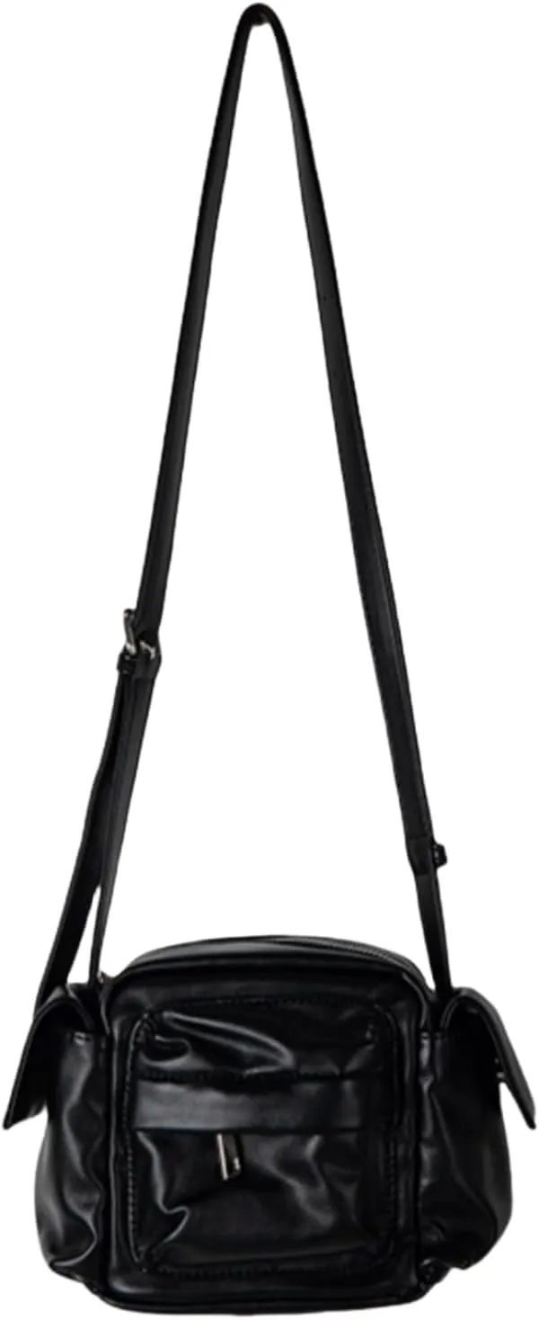 Boxy Soft Leather Crossbody Bag, Versatile Single Shoulder Bag Small Square Bag,Comfortable Handles Bag